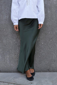 Vicky Heavy Sateen Skirt Deep Green