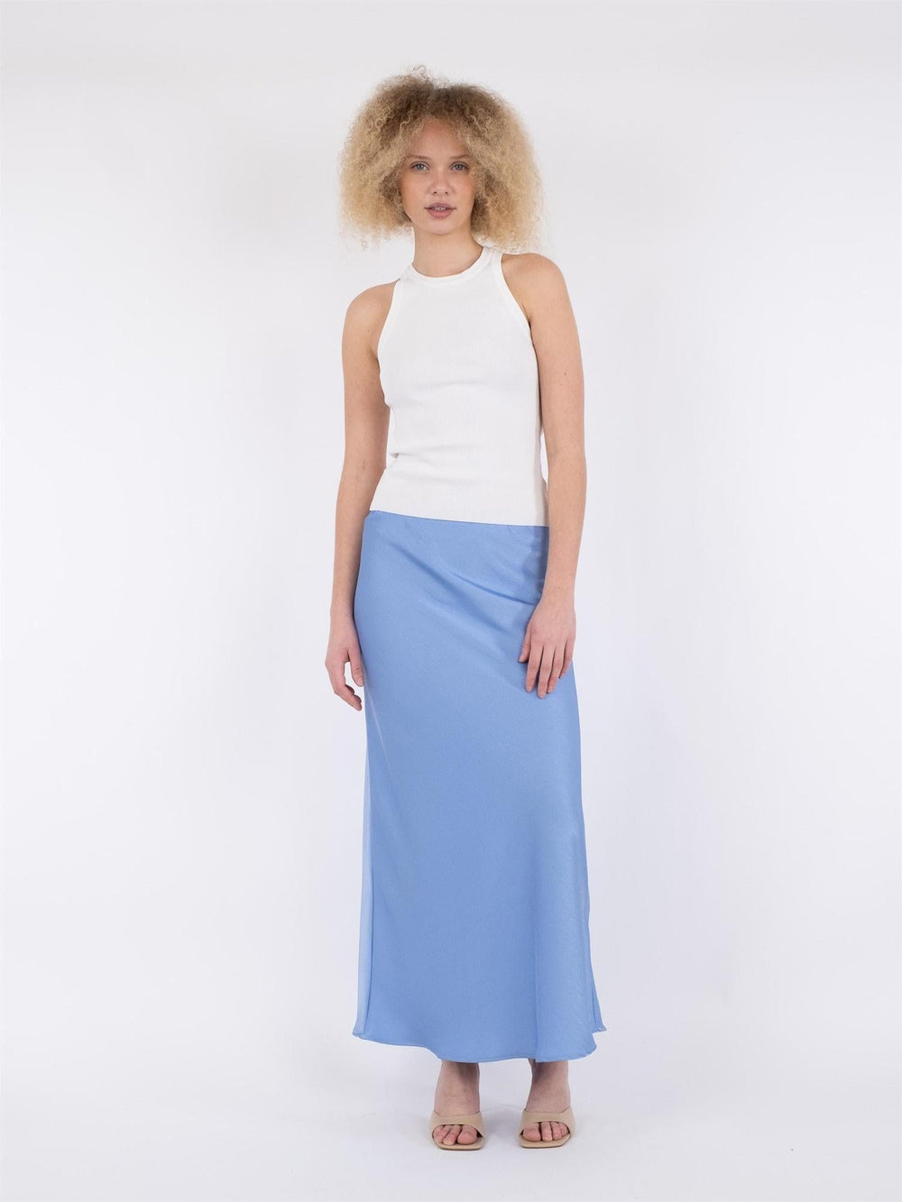 Vicky Heavy Sateen Skirt Dusty Blue | Skjørt | Smuk - Dameklær på nett
