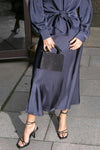 Vicky Heavy Sateen Skirt Midnight Blue