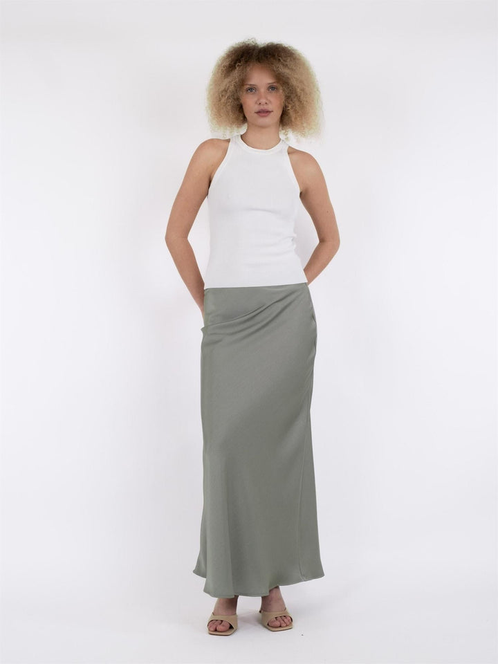 Vicky Heavy Sateen Skirt Smoke Green | Skjørt | Smuk - Dameklær på nett