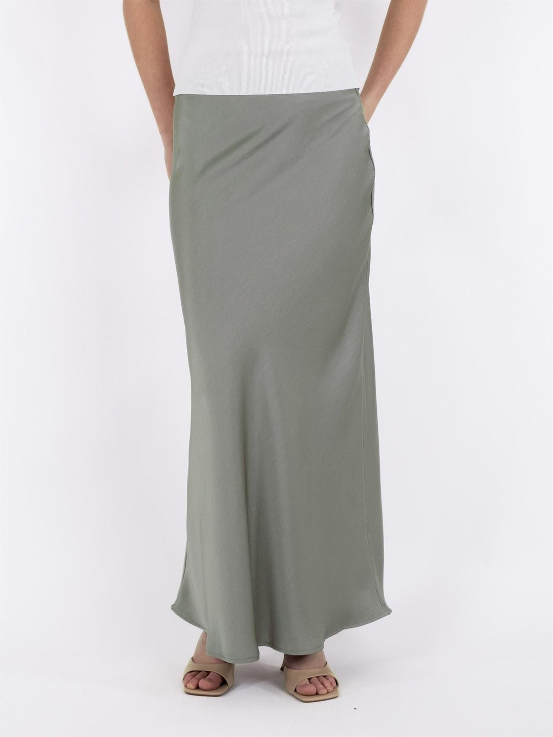 Vicky Heavy Sateen Skirt Smoke Green | Skjørt | Smuk - Dameklær på nett