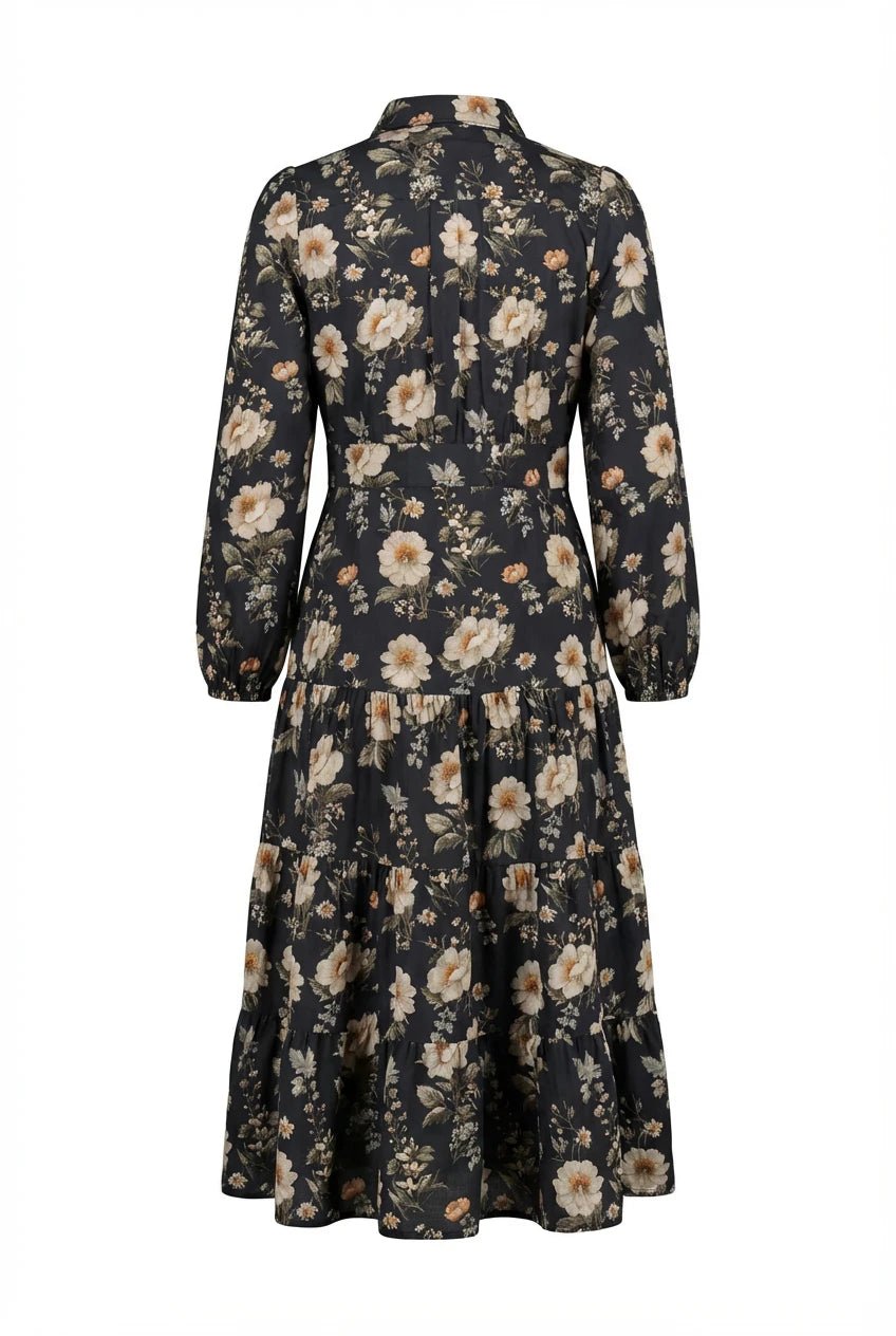 Vicky Midi Dress Antique Black Poplin | Kjoler | Smuk