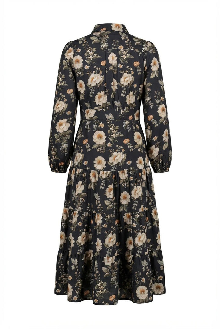 Vicky Midi Dress Antique Black Poplin | Kjoler | Smuk