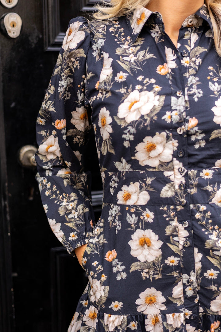 Vicky Midi Dress Antique Black Poplin | Kjoler | Smuk - Dameklær på nett