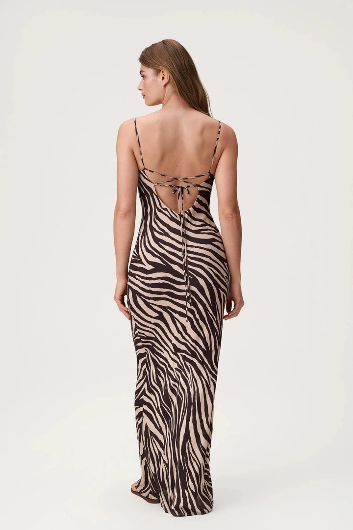 Vienna Maxi Dress Brown Zebra | Kjoler | Smuk