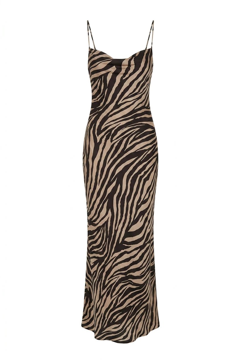Vienna Maxi Dress Brown Zebra | Kjoler | Smuk