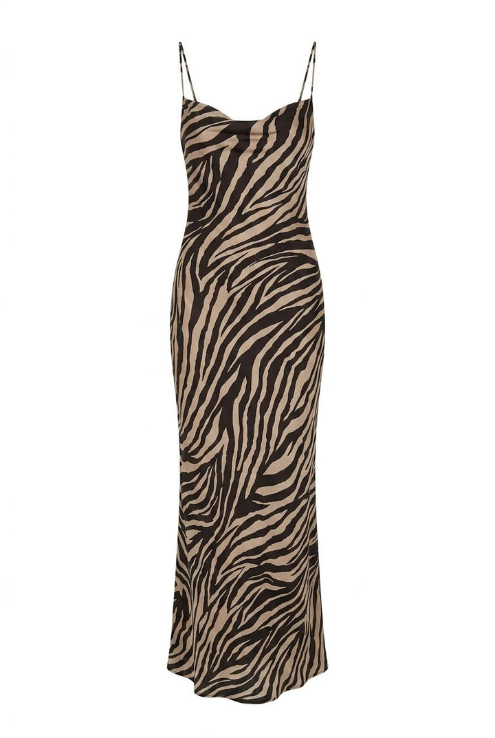 Vienna Maxi Dress Brown Zebra | Kjoler | Smuk