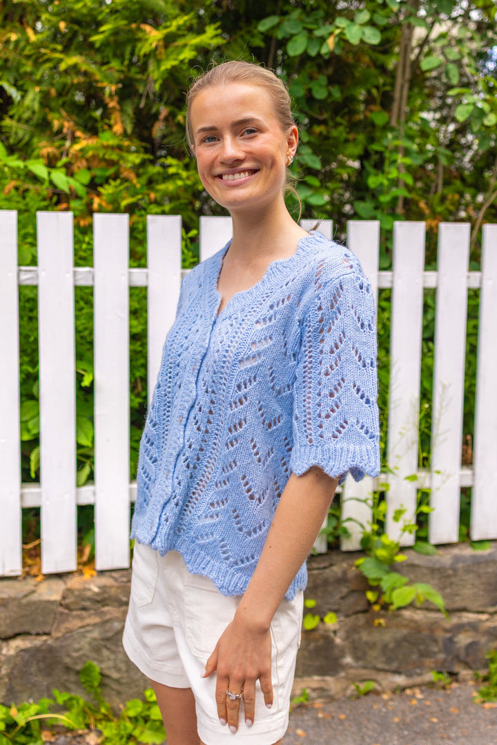 Vienna Ss Knit Cardigan Skyway W. White Melange | Genser | Smuk