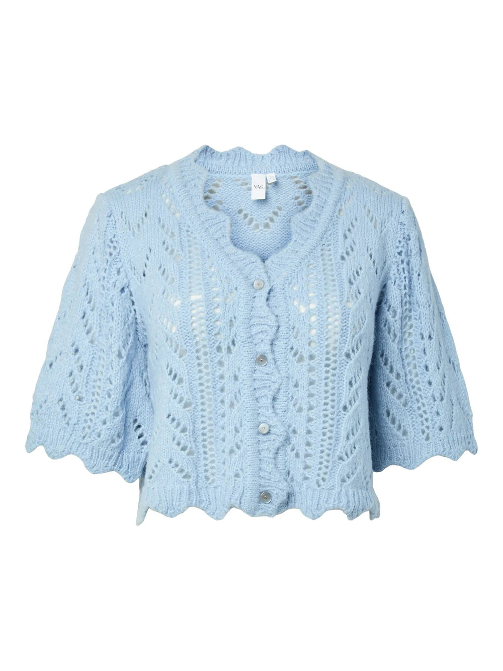 Vienna Ss Knit Cardigan Skyway W. White Melange | Genser | Smuk