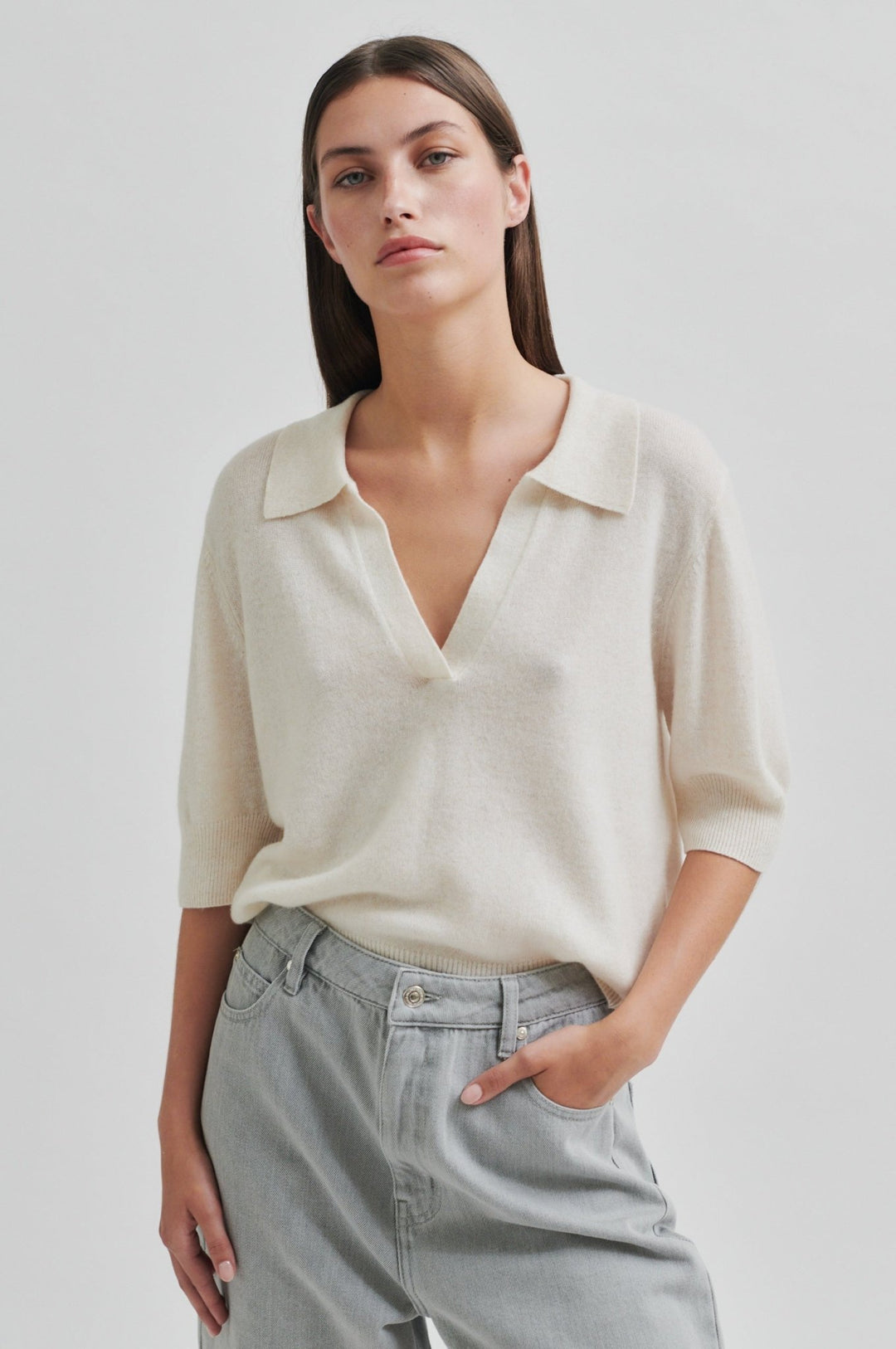 Vilena Knit Ss White Alyssum | Genser | Smuk - Dameklær på nett