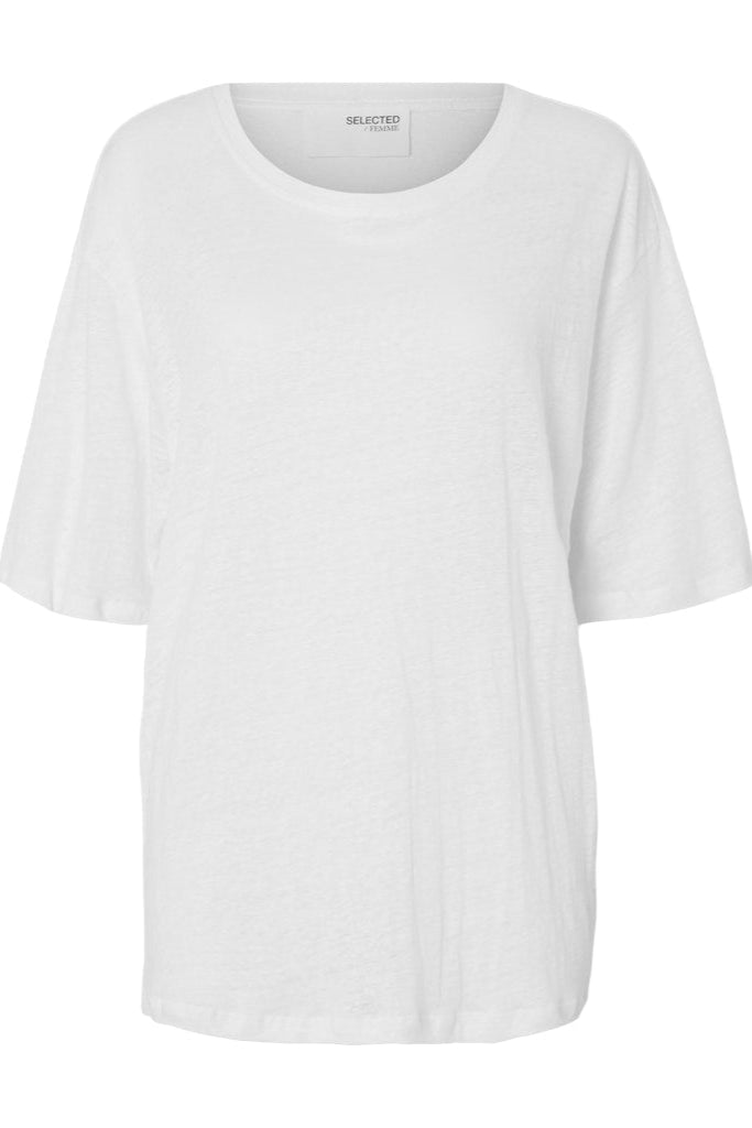 Vilja Linen Ss Tee Bright White | Topper | Smuk - Dameklær på nett