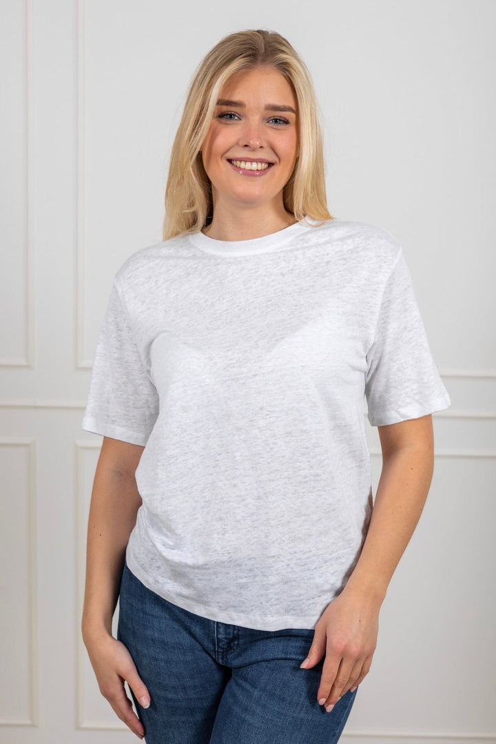 Vilja Linen Ss Tee Bright White | Topper | Smuk - Dameklær på nett