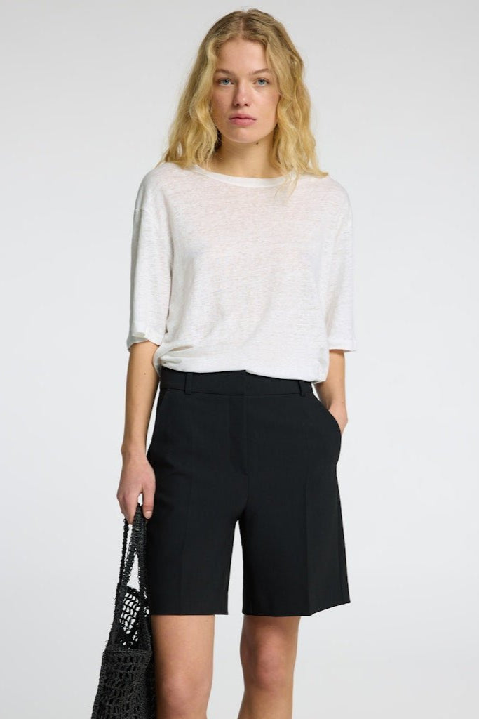 Vilja Linen Ss Tee Bright White | Topper | Smuk - Dameklær på nett
