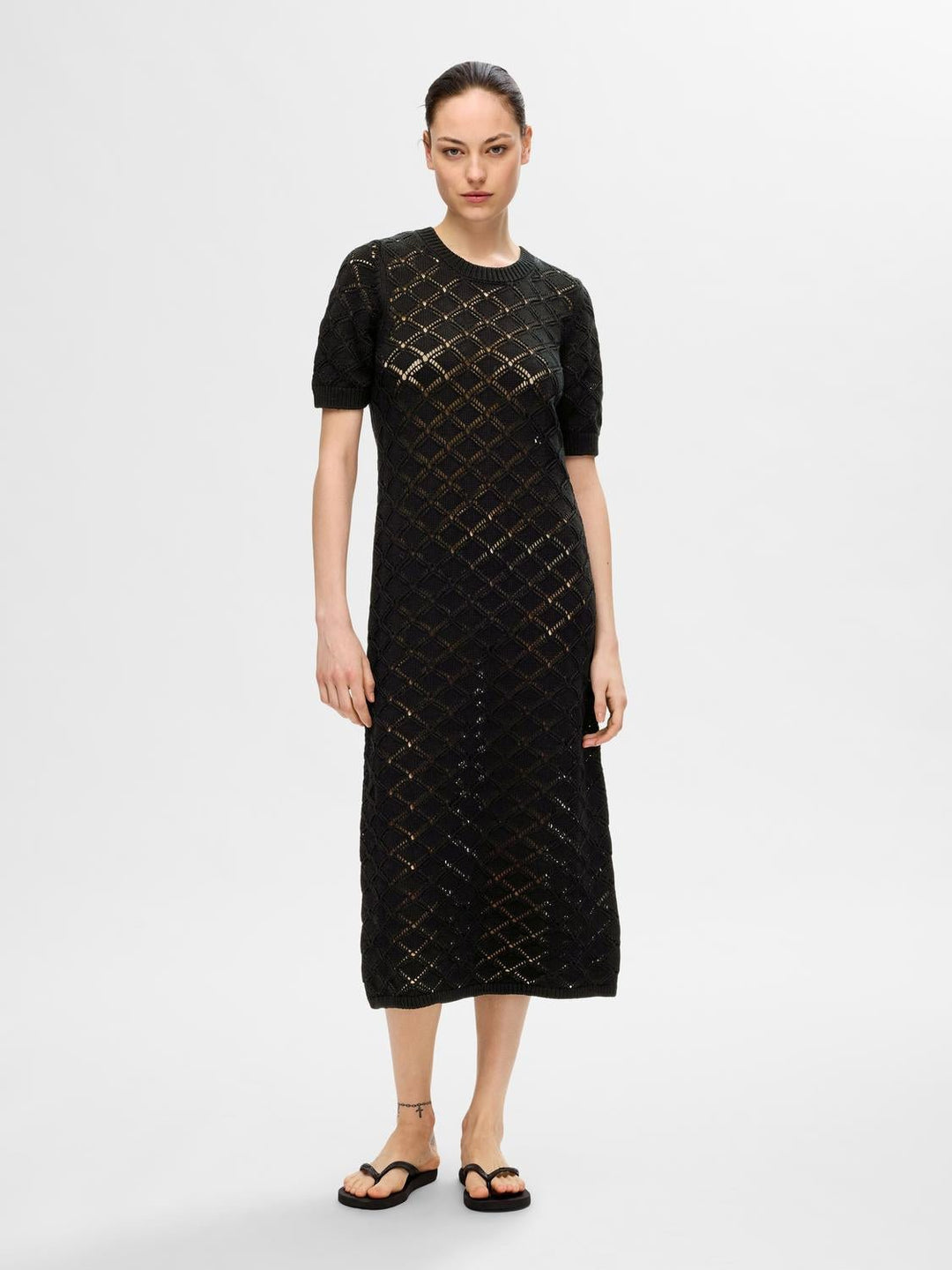 Vinna Ss Long Knit Dress Black | Kjoler | Smuk - Dameklær på nett