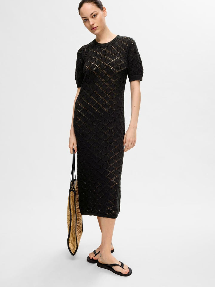 Vinna Ss Long Knit Dress Black | Kjoler | Smuk - Dameklær på nett