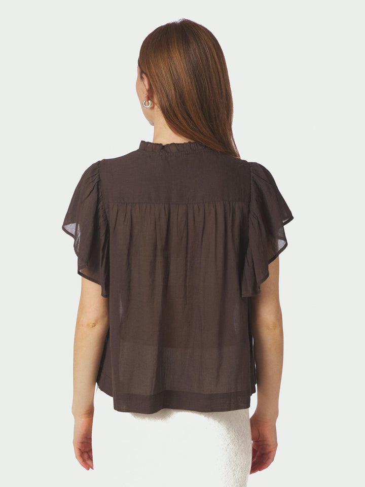 Vinsa S Voile Top Dark Brown | Topper | Smuk