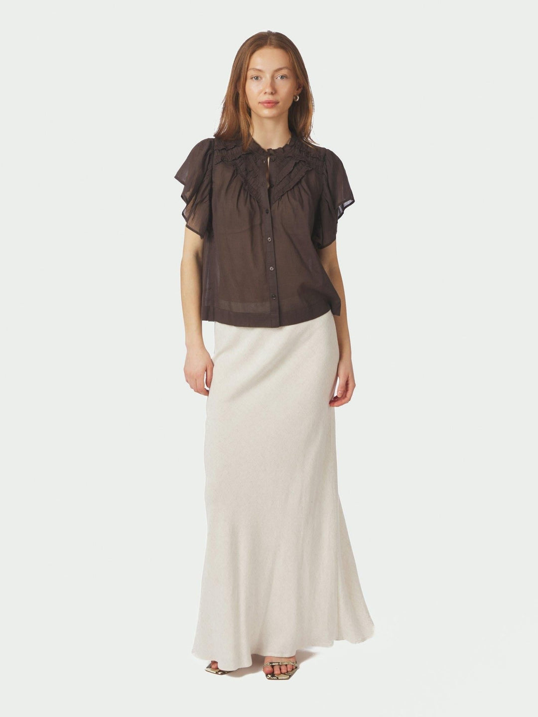Vinsa S Voile Top Dark Brown | Topper | Smuk