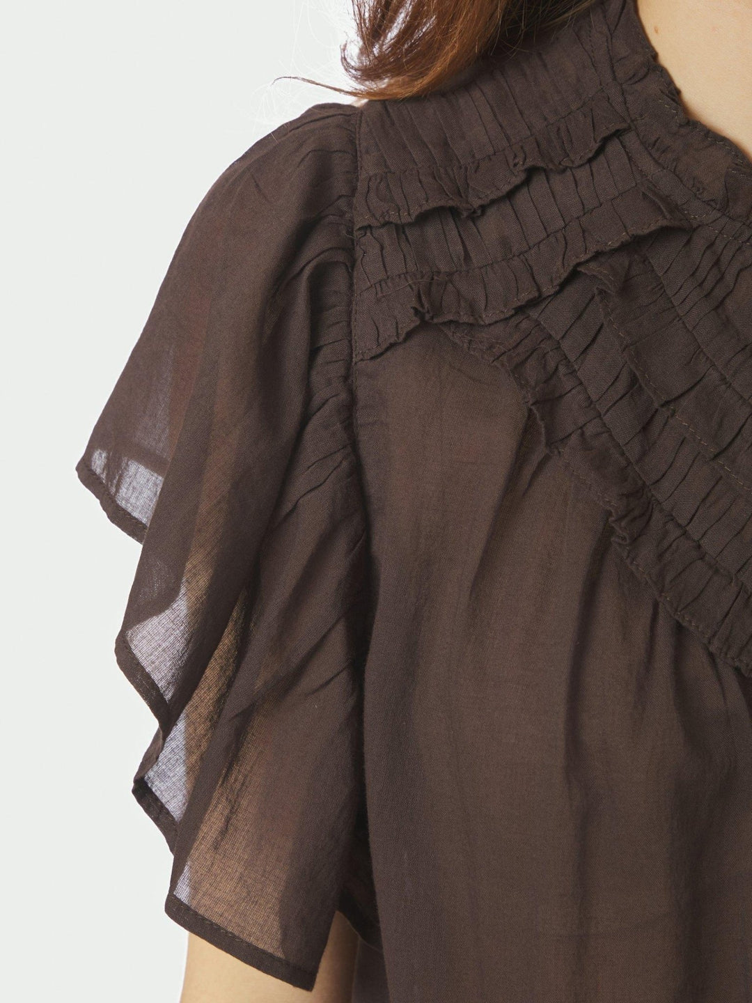 Vinsa S Voile Top Dark Brown | Topper | Smuk