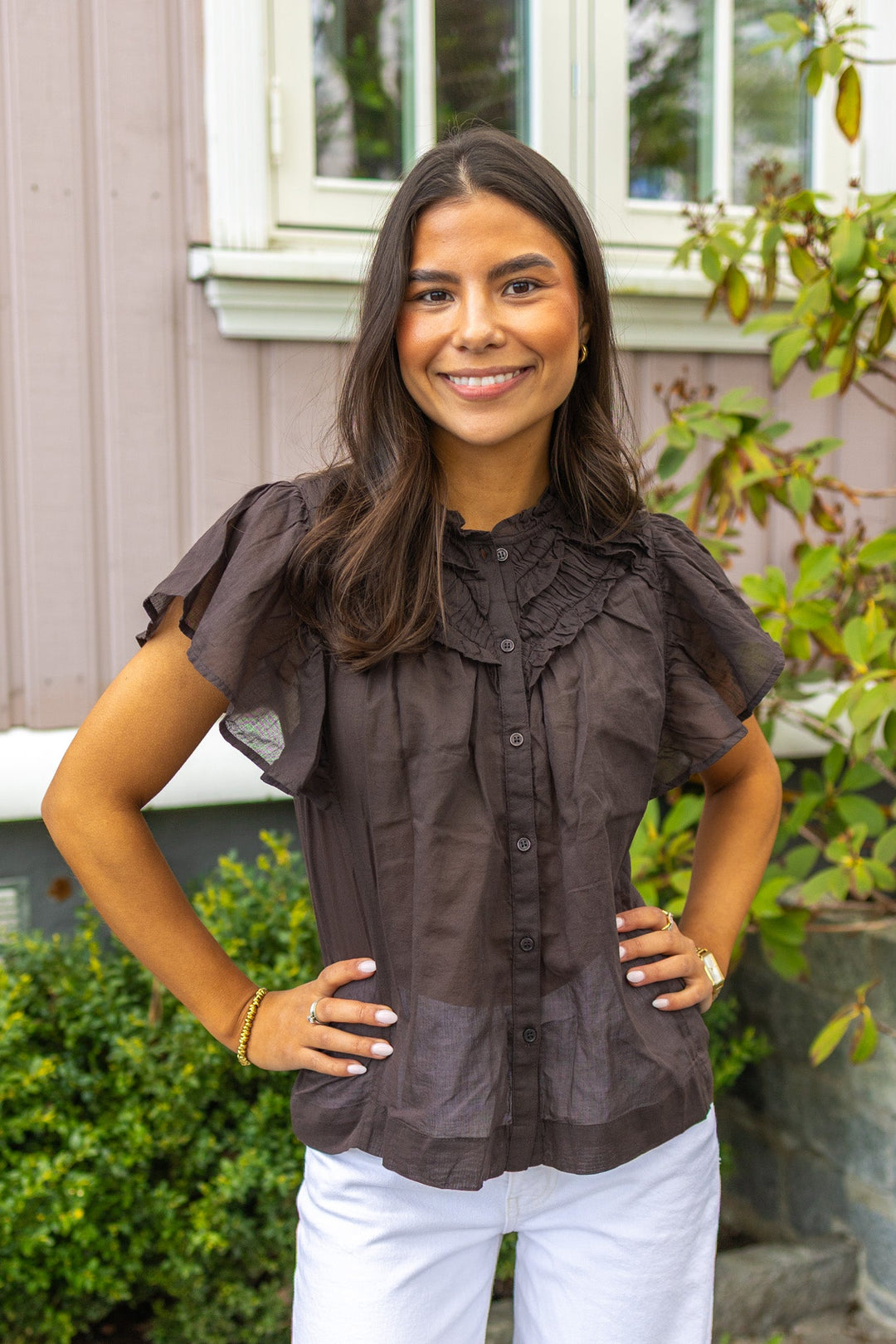 Vinsa S Voile Top Dark Brown | Topper | Smuk