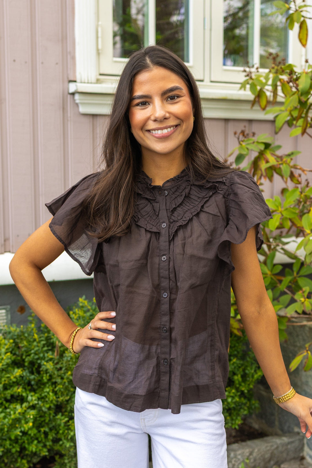 Vinsa S Voile Top Dark Brown | Topper | Smuk