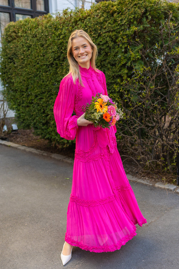 Violetta Maxi Dress Hot Pink | Kjoler | Smuk