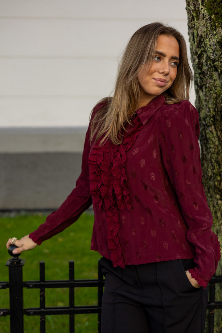 Viscose Blouse Burgundy | Skjorter og bluser | Smuk - Dameklær på nett