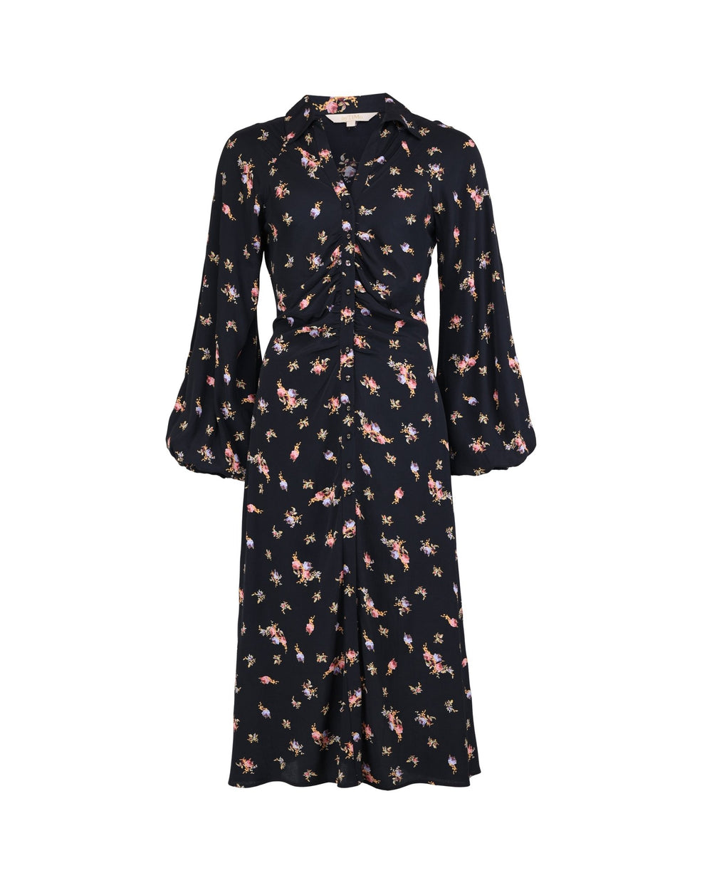 Viscose Button-Down Dress Midnight Flowers | Kjoler | Smuk
