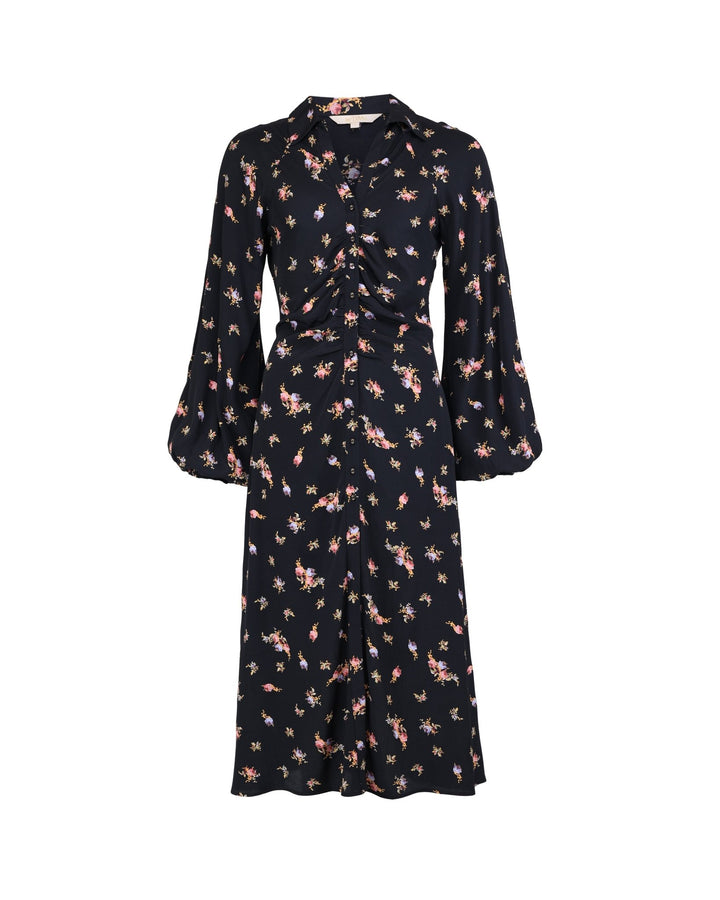 Viscose Button-Down Dress Midnight Flowers | Kjoler | Smuk