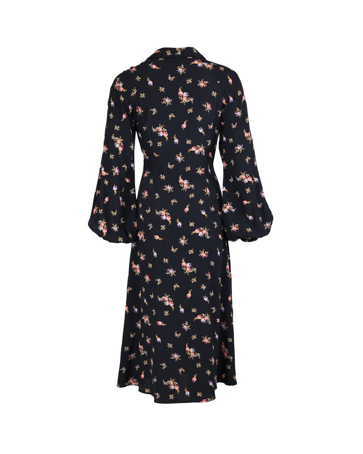 Viscose Button-Down Dress Midnight Flowers | Kjoler | Smuk