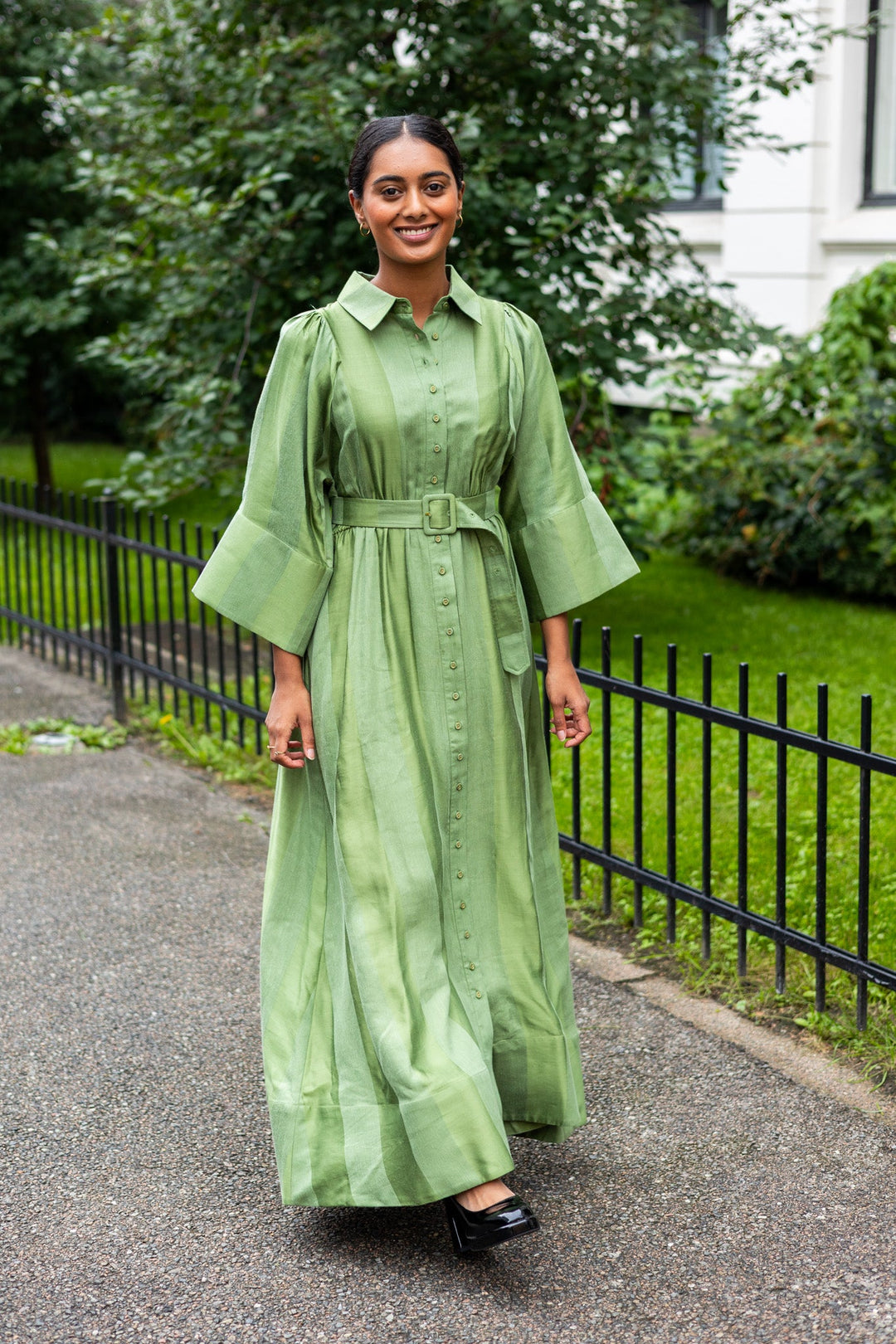 Viscose Collared Dress Green | Kjoler | Smuk - Dameklær på nett