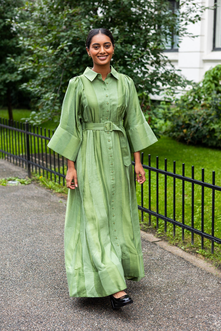 Viscose Collared Dress Green | Kjoler | Smuk - Dameklær på nett