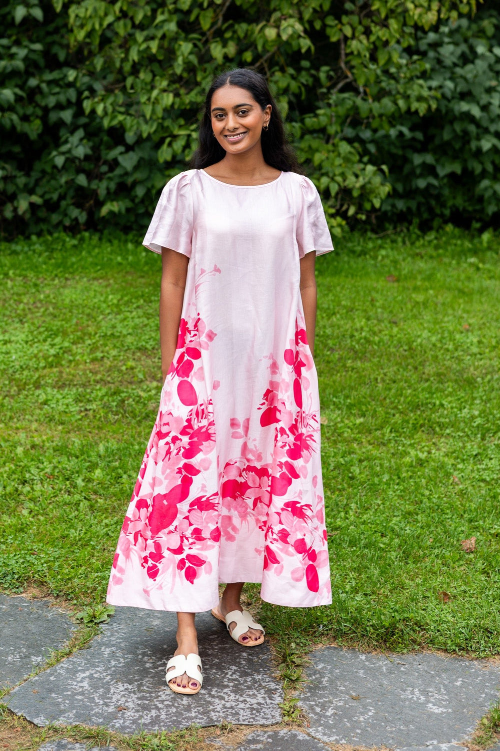 Viscose Midi Dress Pink Field | Kjoler | Smuk - Dameklær på nett