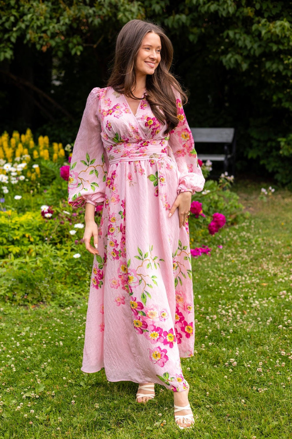 Viscose V - Neck Dress Cherry Blossom | Kjoler | Smuk - Dameklær på nett