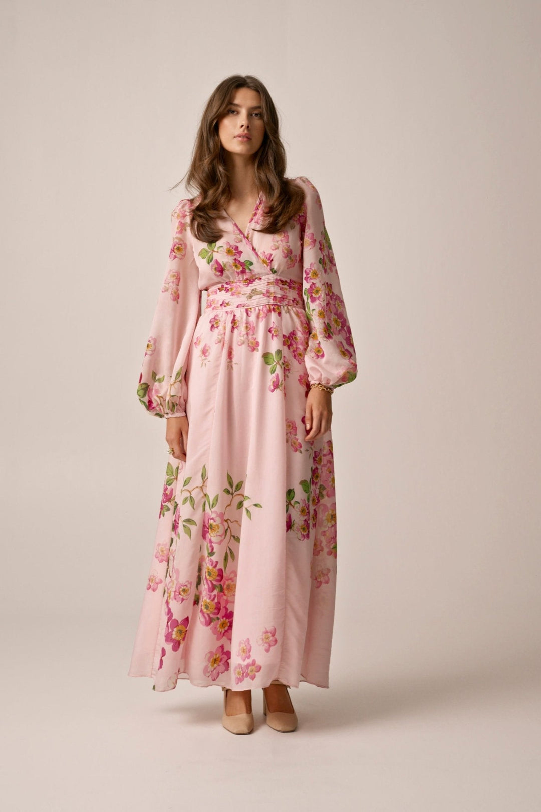 Viscose V - Neck Dress Cherry Blossom | Kjoler | Smuk - Dameklær på nett