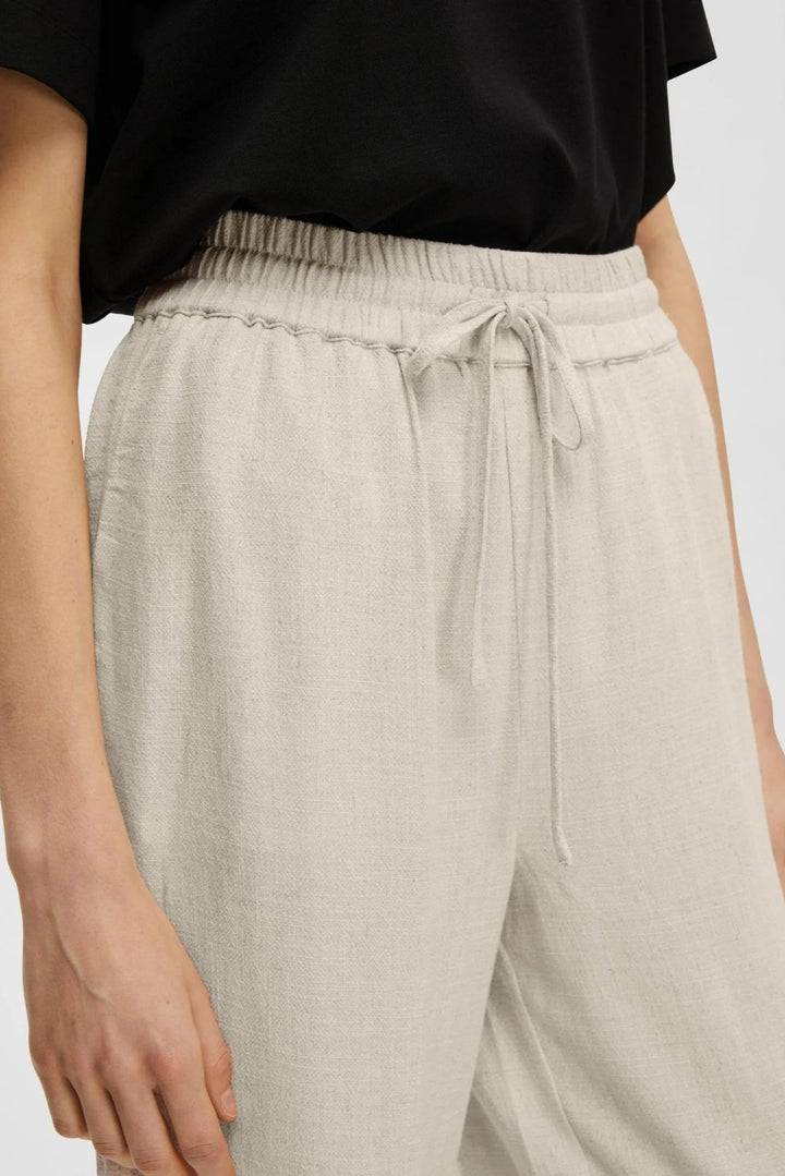 Viva - Gulia Hw Long Linen Pant Sandshell | Bukser | Smuk - Dameklær på nett