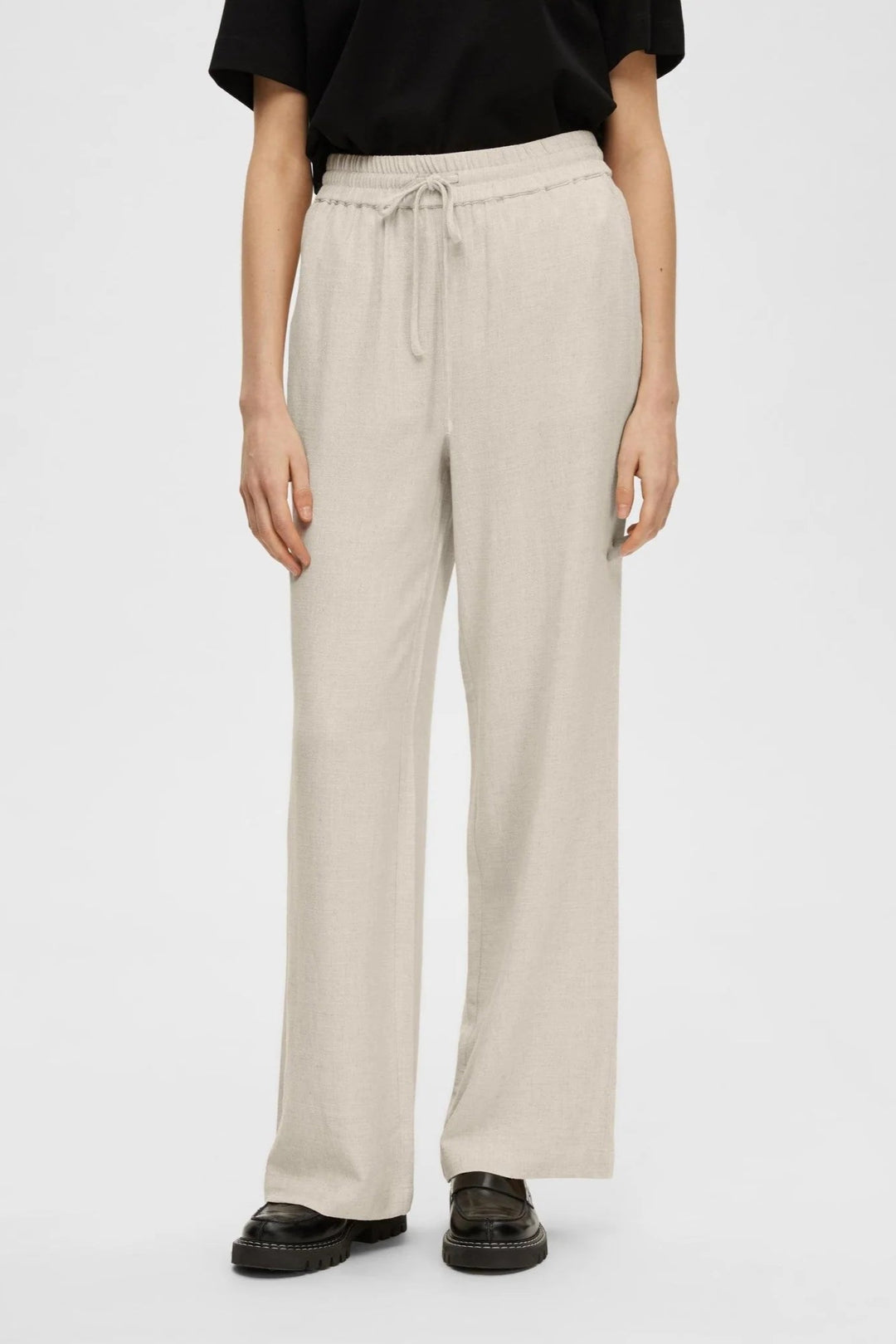 Viva - Gulia Hw Long Linen Pant Sandshell | Bukser | Smuk - Dameklær på nett