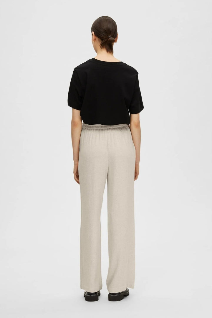 Viva - Gulia Hw Long Linen Pant Sandshell | Bukser | Smuk - Dameklær på nett
