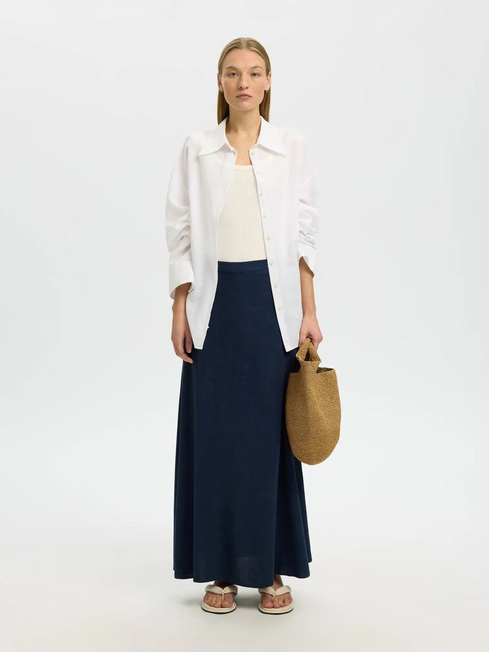 Viva Hw Ankle Linen Blend Skirt Dark Sapphire | Skjørt | Smuk