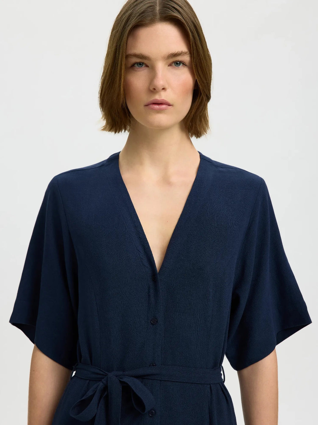 Viva Regular Linen Blend Dress Dark Sapphire | Kjoler | Smuk