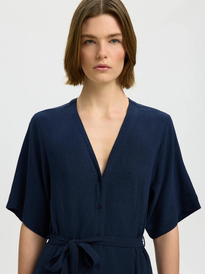 Viva Regular Linen Blend Dress Dark Sapphire | Kjoler | Smuk