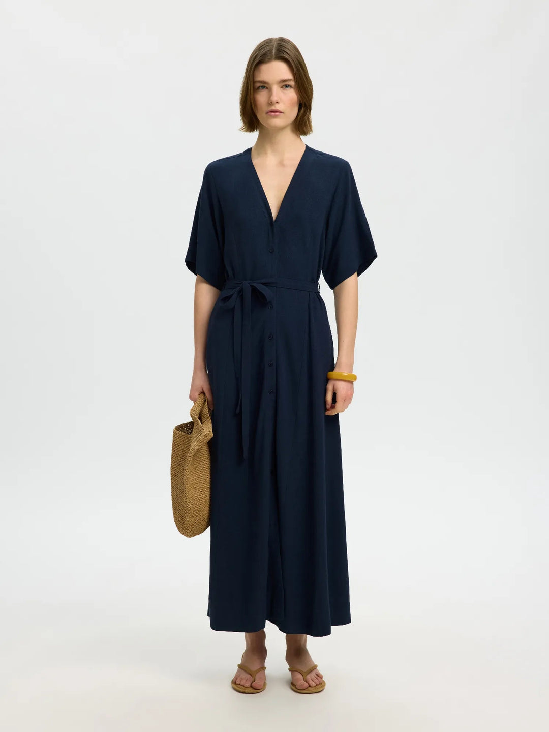 Viva Regular Linen Blend Dress Dark Sapphire | Kjoler | Smuk