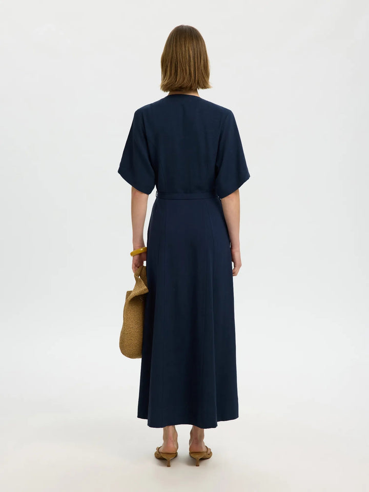 Viva Regular Linen Blend Dress Dark Sapphire | Kjoler | Smuk