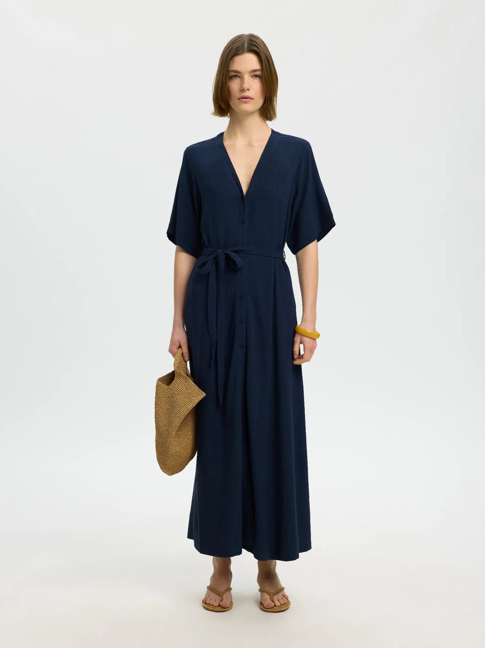 Viva Regular Linen Blend Dress Dark Sapphire | Kjoler | Smuk