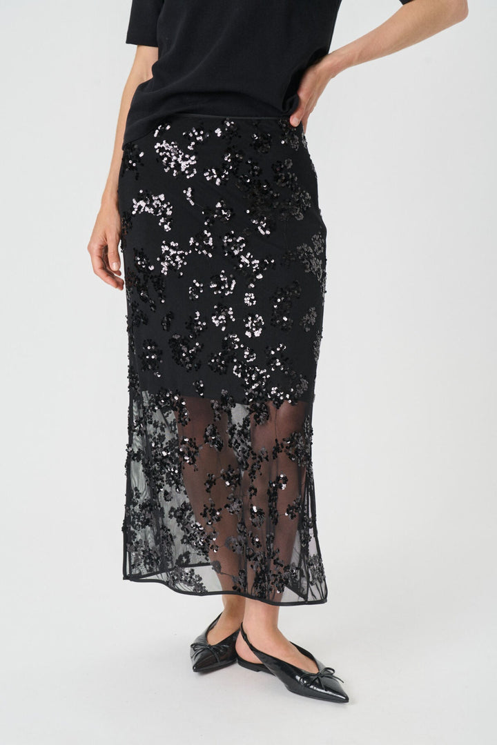 Vivika Skirt Black Sequins On Mesh | Skjørt | Smuk - Dameklær på nett