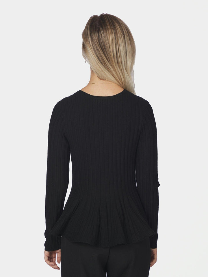 Wallina Peplum Knit Blouse Black | Genser | Smuk