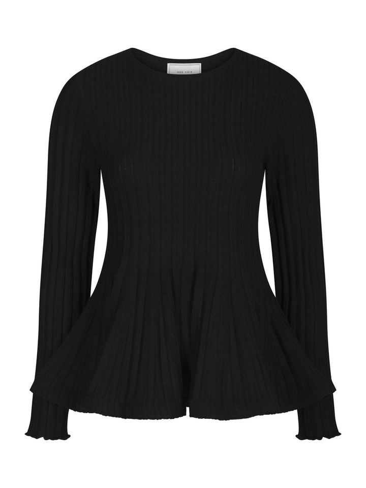 Wallina Peplum Knit Blouse Black | Genser | Smuk
