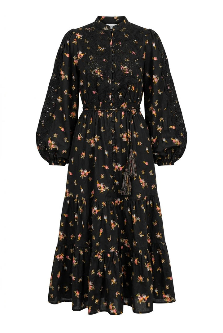Winter Cotton Midi Dress Petite Flowers | Kjoler | Smuk