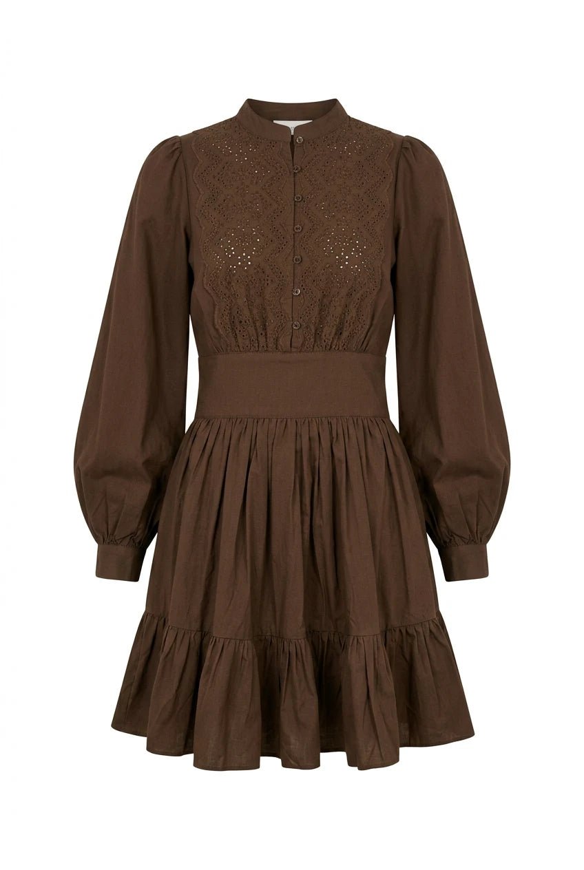Winter Cotton Mini Dress Brown | Kjoler | Smuk
