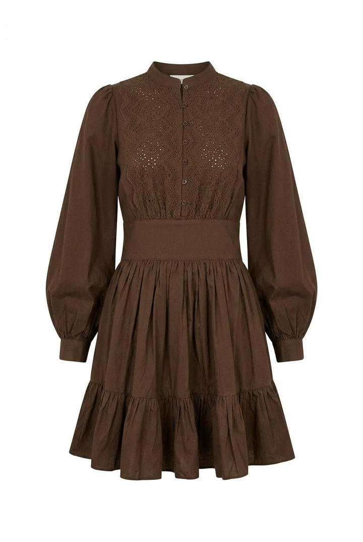 Winter Cotton Mini Dress Brown | Kjoler | Smuk