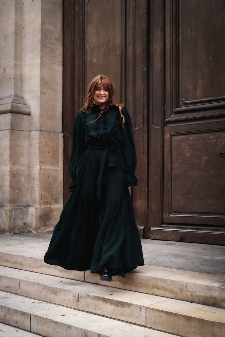 Wow Party Frill Dress Dark Green | Kjoler | Smuk - Dameklær på nett